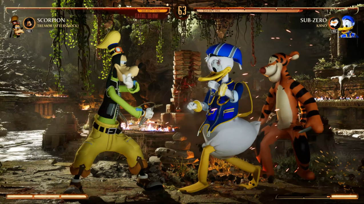Mortal Kombat 1 com Pateta e Donald