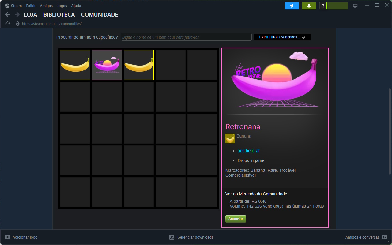 Banana no inventário à venda na Steam