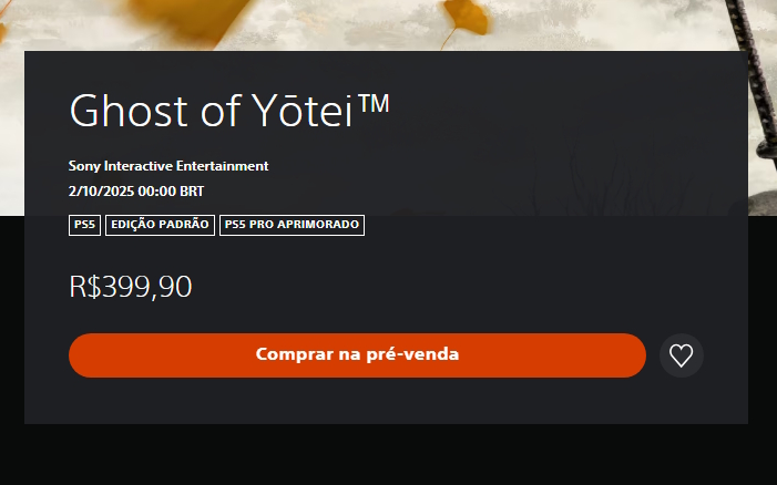 Ghost of Yotei Ghost of Yotei em pré-venda por R$ 399