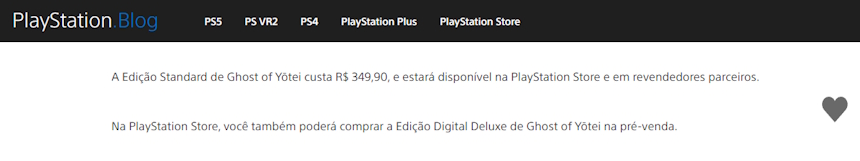 Ghost of Yotei PlayStation Blog confirma preço de Ghost of Yotei por R$ 349
