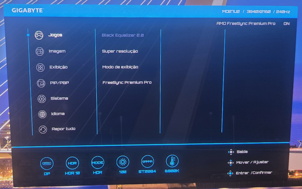 Gigabyte MO27U2 Gigabyte MO27U2 - menu