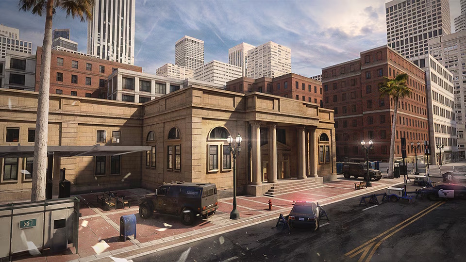Rainbow Six Mobile Bank - um dos mapas de Rainbow Six Mobile