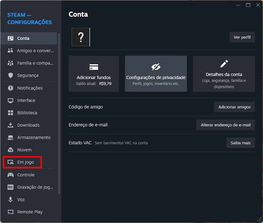 Steam Como usar a ferramenta de monitorarmento de desempenho da Steam - Passo 2