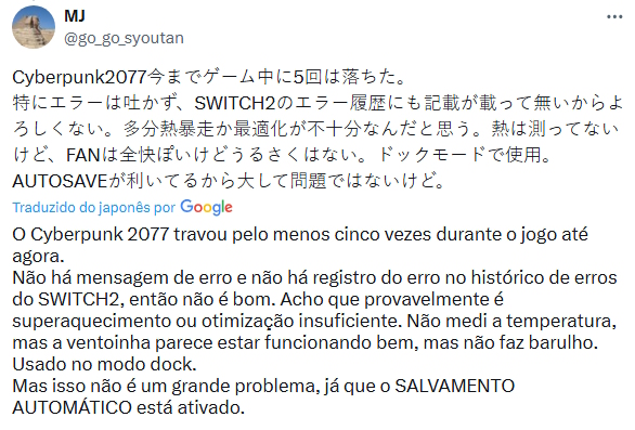Switch 2 Switch 2 apresenta travamentos