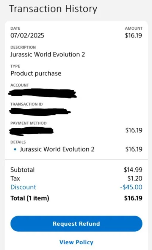 PS Store PS Store reembolso exemplo