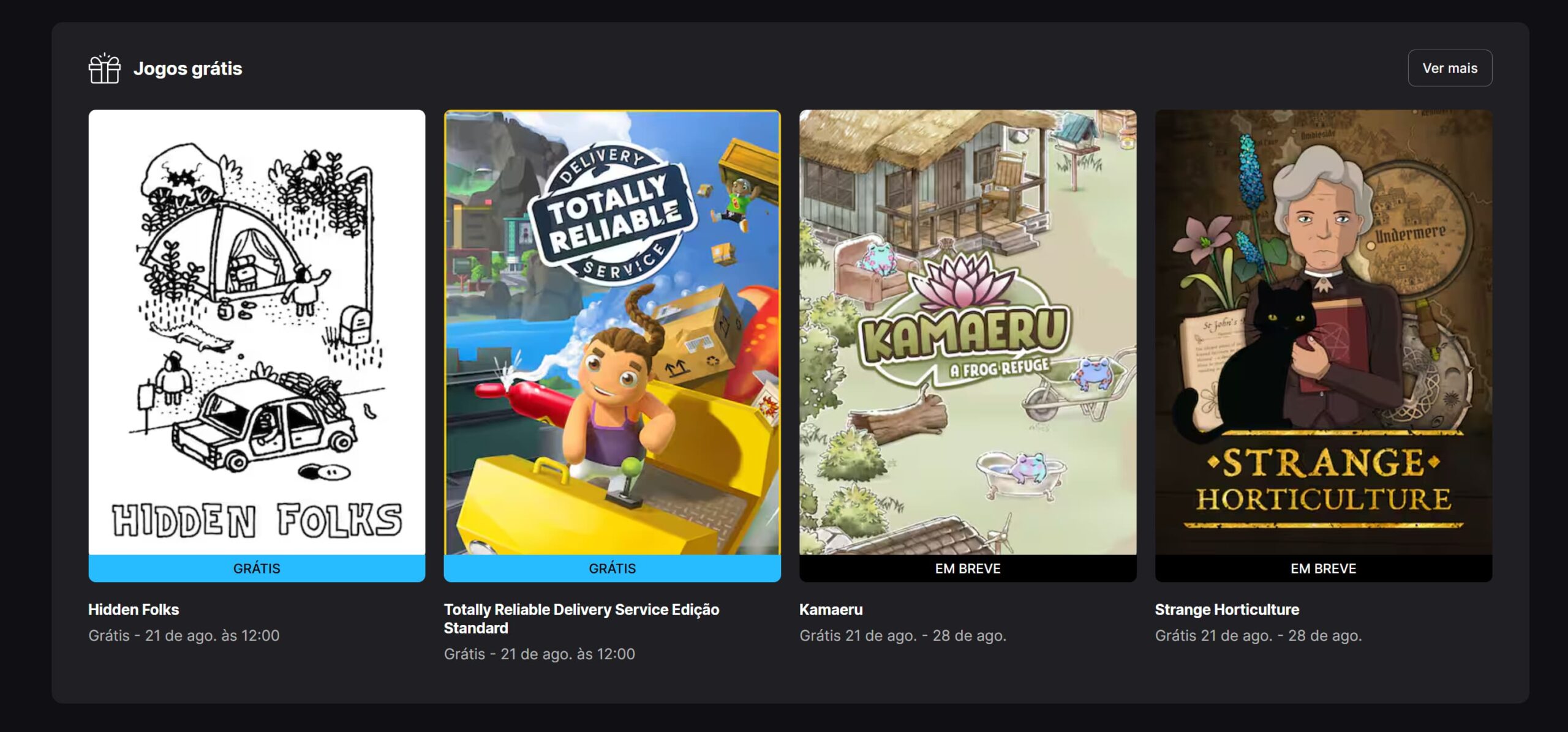 Jogos grátis Epic Games