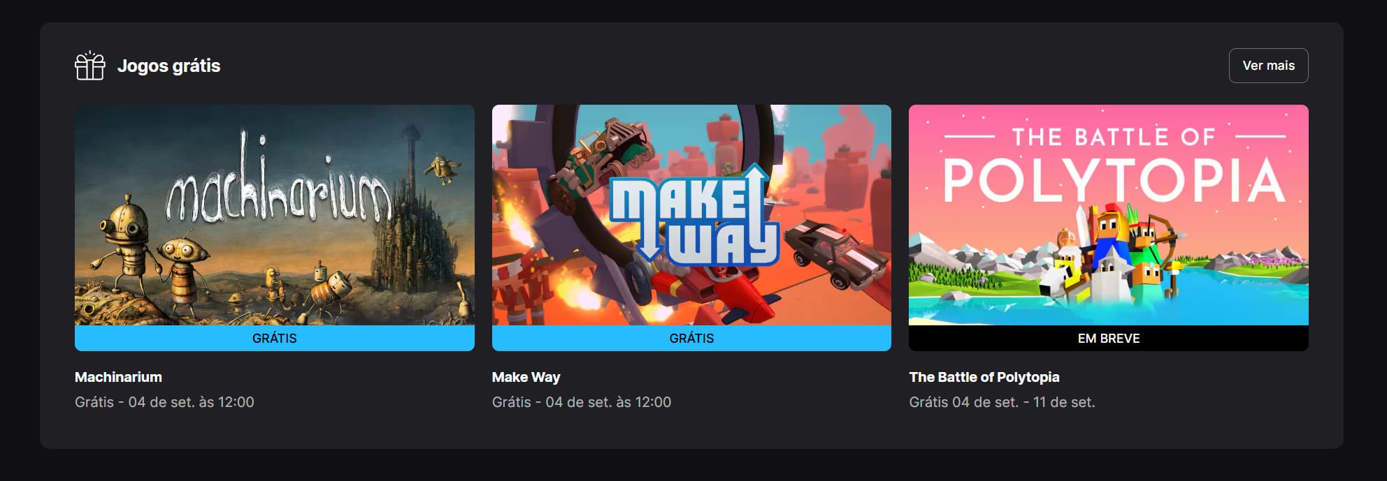 Epic Games jogos grátis
