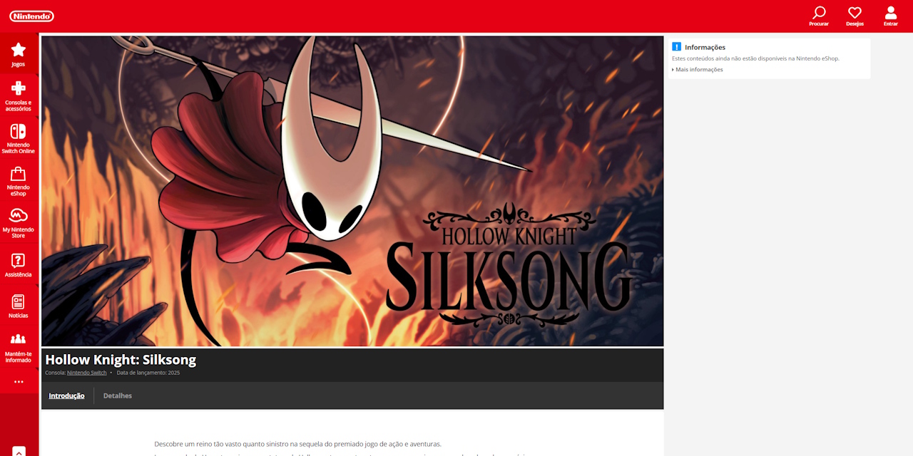 Hollow Knight Silksong Erro na eShop - Hollow Knight Silksong