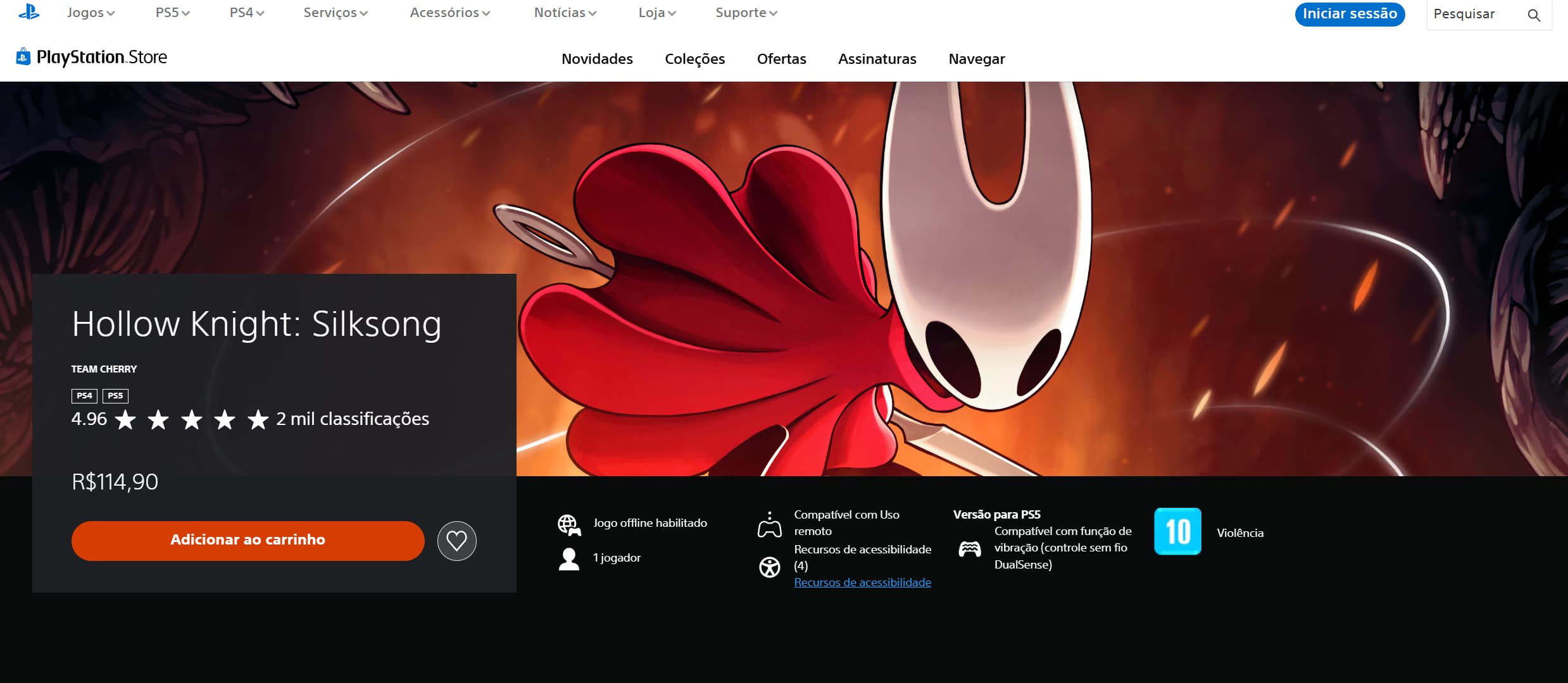 Hollow Knight Silksong Preço Hollow Knight Silksong